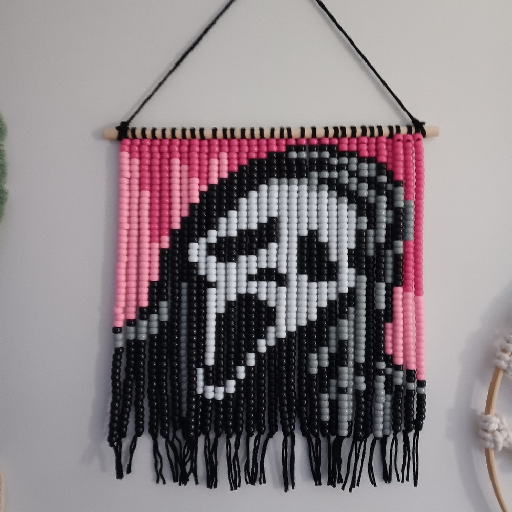 Ghost Face Beaded Tapestry Wall Hanging